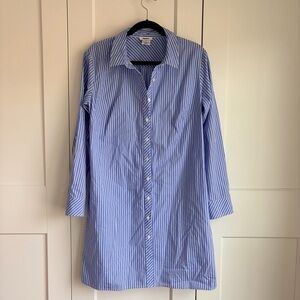 DKNY Blue Striped Button-Down Shirt Dress | 10